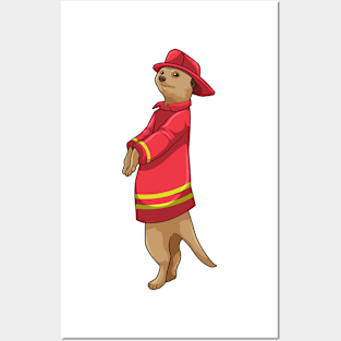 Meerkat as Firefighter with Helmet Posters and Art